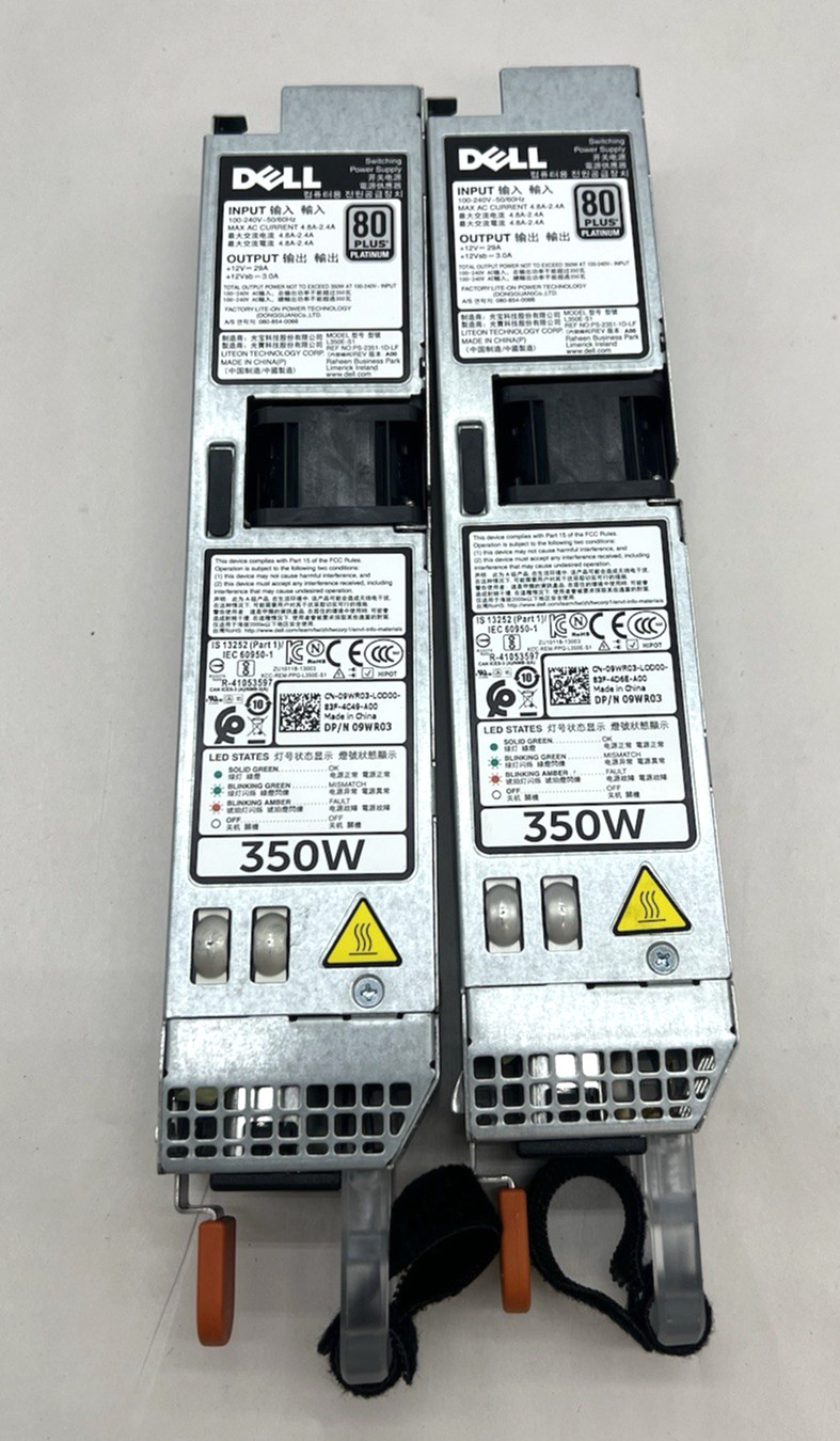 Lot of (2) Dell R320 R420 Power Supply 350W L350E-S1 Y8Y65 0Y8Y65 P7GV4 09WR03