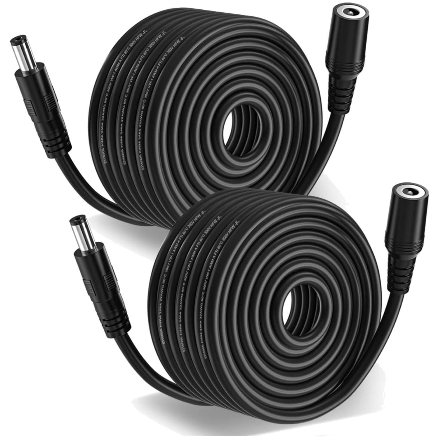 High-Quality 2-Pack 33ft DC Power Extension Cord 5.5mm x 2.1mm for Versatile Use