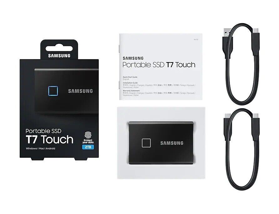 Original Samsung Portable SSD T7 TOUCH 2TB USB 3.2 Gen 2 Transfer in a flash