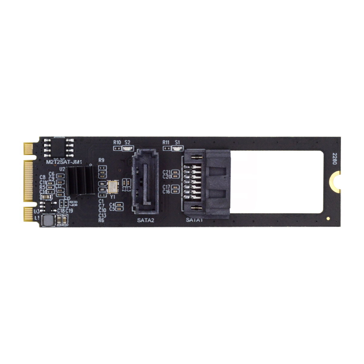Cablecy NGFF Key B+M PCI Express to SATA 3.0 6Gbps Dual Ports Converter Card