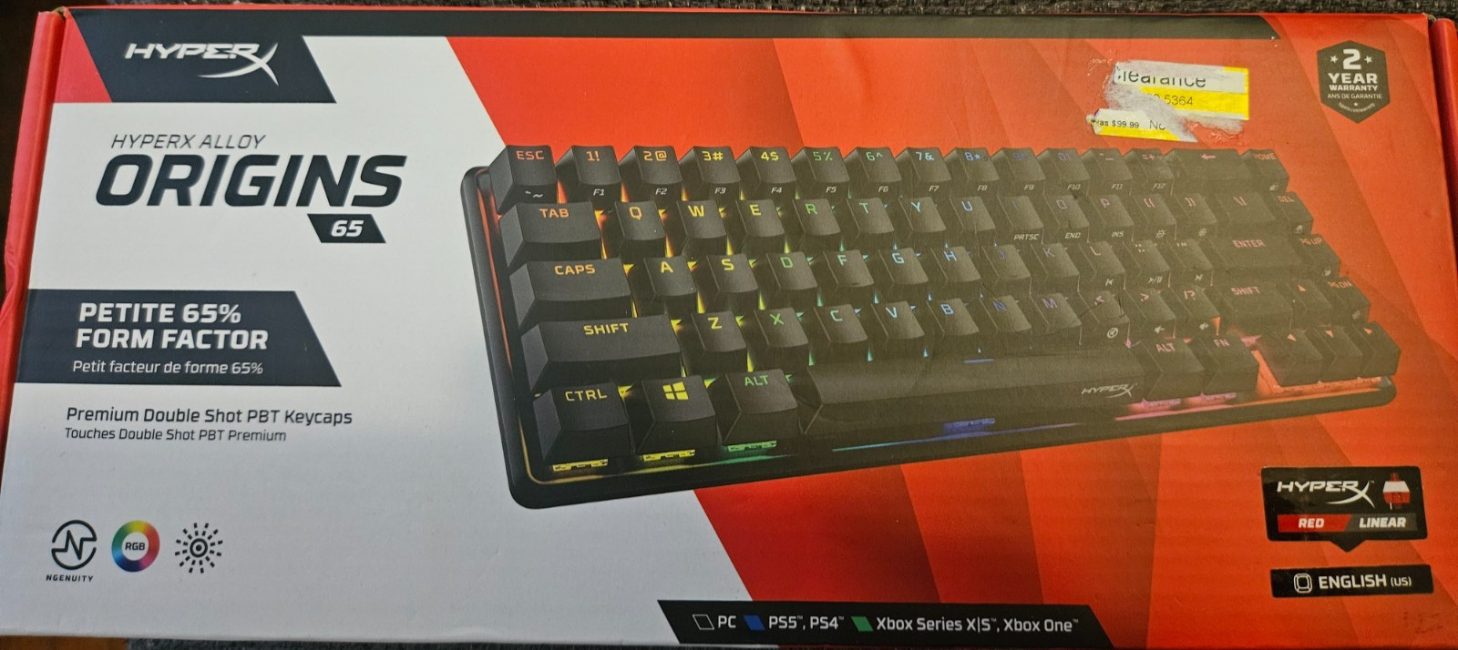 HyperX Alloy Origins 65 Mechanical Gaming Keyboard for PC: RGB Lighting USB-A