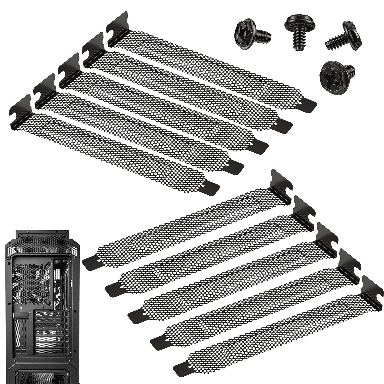 10 PCS PCI Slot Cover, Hard Steel PC Cases Ventilation Covers with Screw PC...