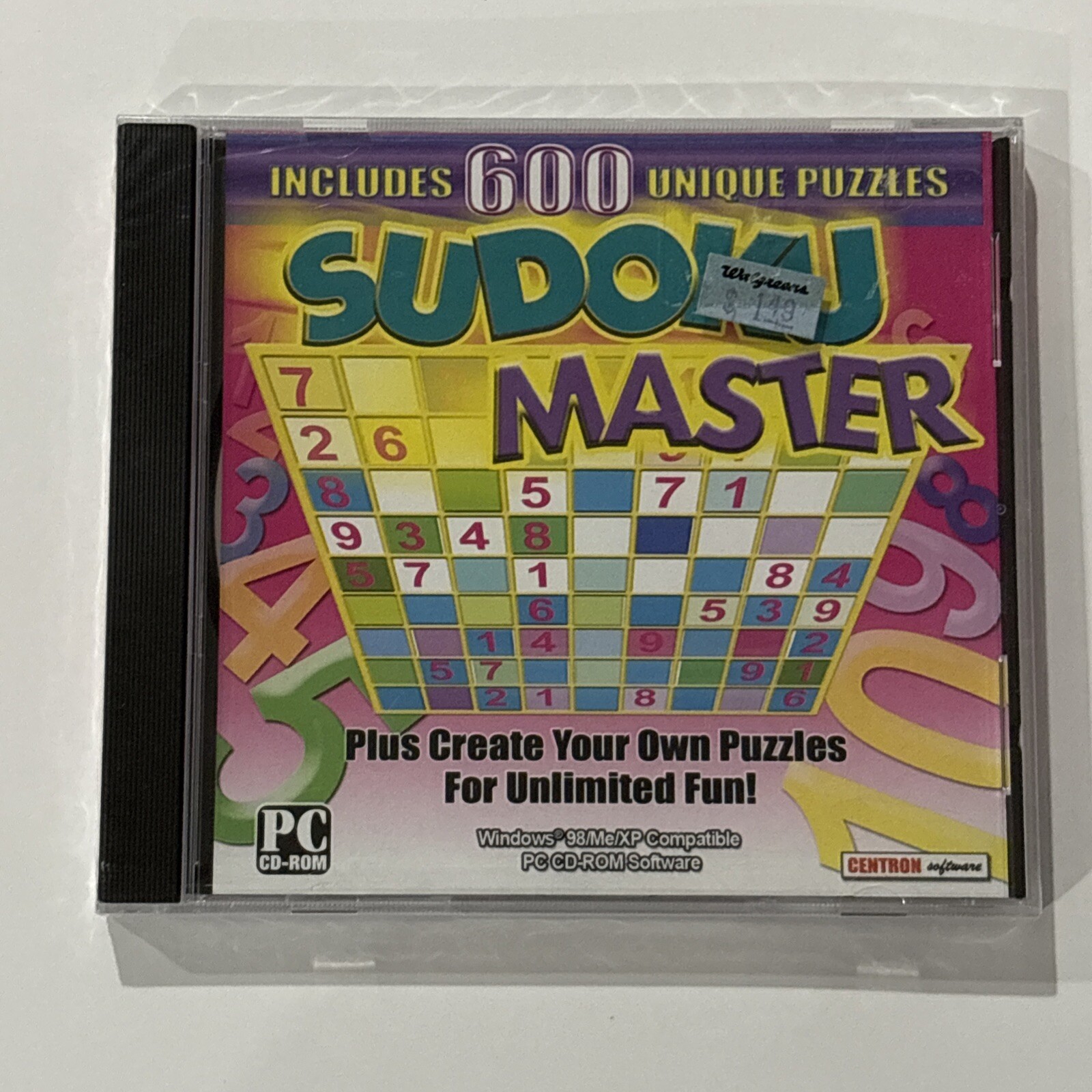 Centron SUDOKU Master 600 Unique Puzzles PC CD-ROM for Windows 98/Me/XP - NEW