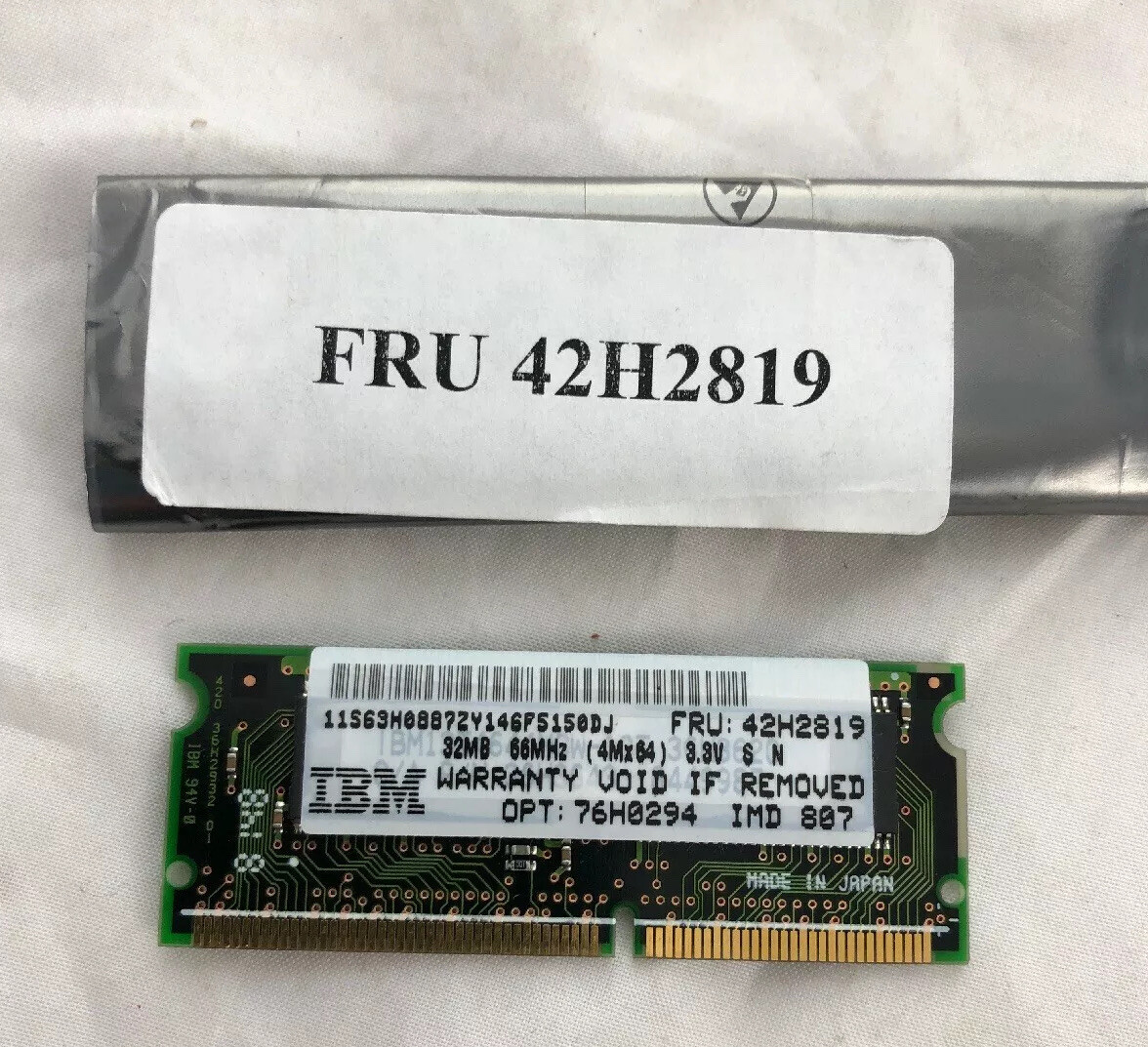 NEW IBM ORIGINAL 32MB PC 66Mhz LAPTOP SO-DIMM MEMORY FRU 42H2819 Vintage PC66