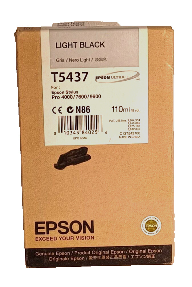 12/2011 New Genuine Epson T5437 Light Black Ink 110ml Stylus Pro 4000/7600/9600