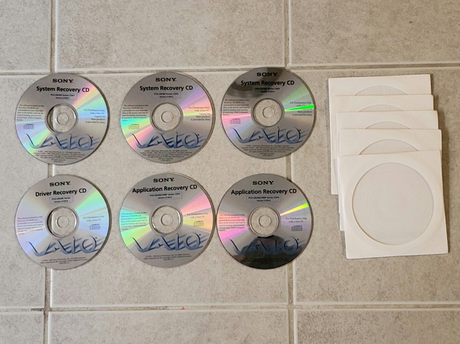 VINTAGE SONY VAIO LAPTOP RECOVERY CD DISCS COMPLETE SET PCG-GR300 VERSION G104.0