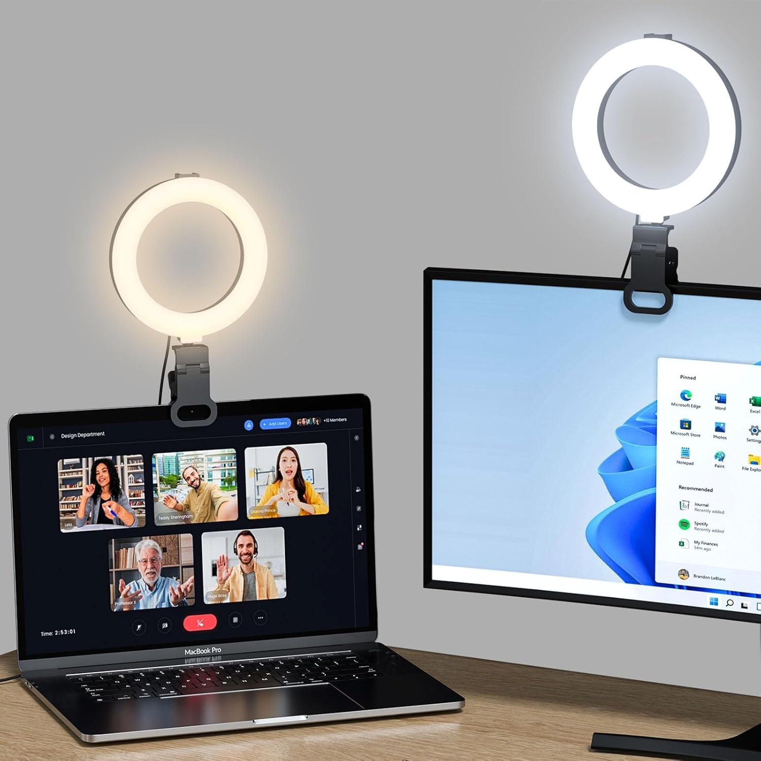 Webcam Light for Monitor Clip On Ring Light 6 inch Video Conference Computer