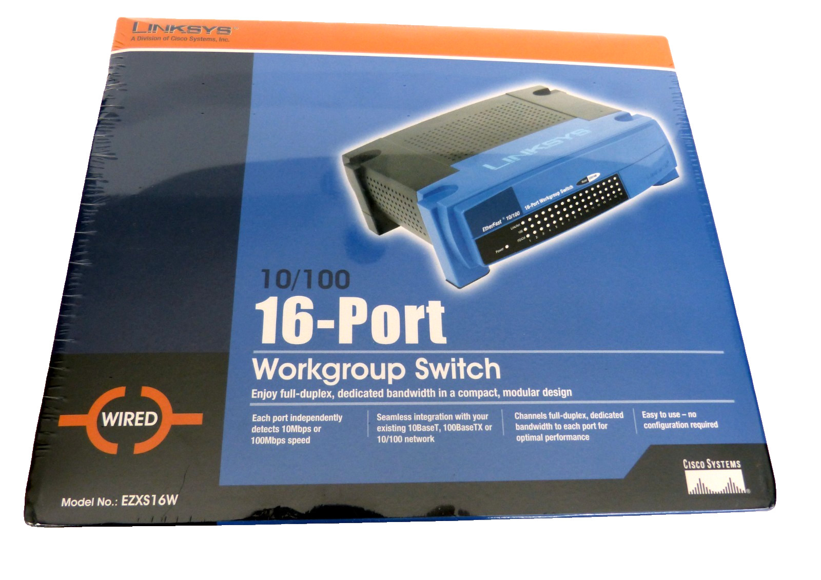 Linksys 10/100 16-Port Workgroup Switch EZXS16W Sealed