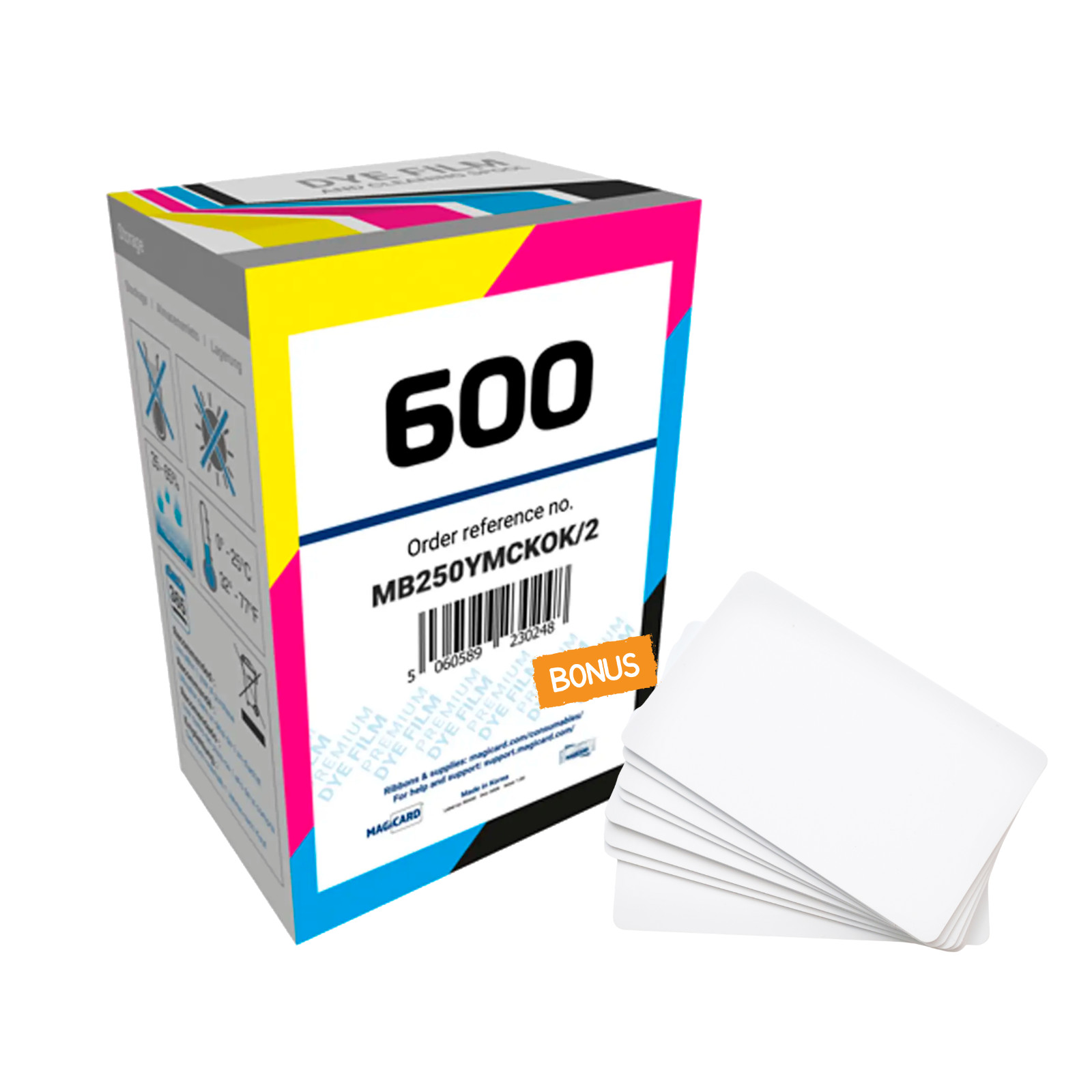 Magicard MB250YMCKOK/2 Color Ribbon 250 Prints 600 Printer + 10 Cards Roller