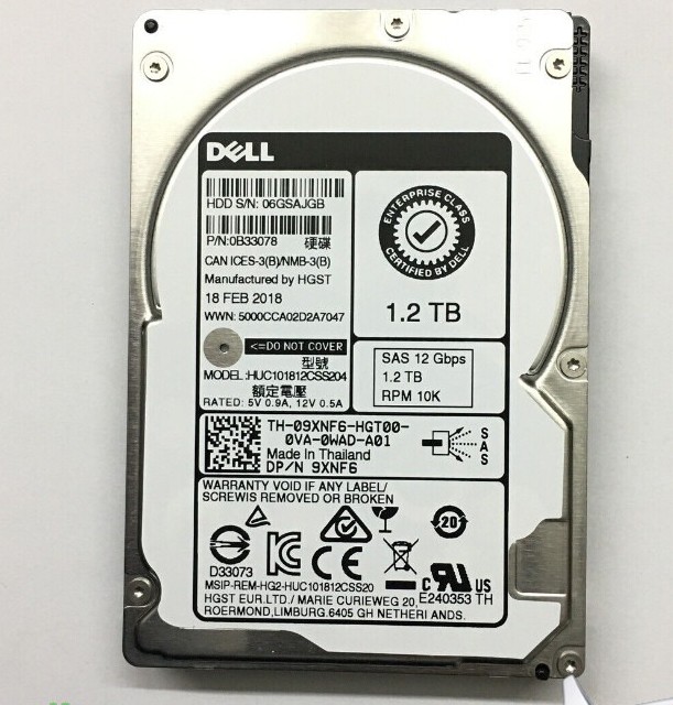 FOR DELL 09XNF6 9XNF6 HUC101812CSS204 1.2TB 12G 10K 2.5" SAS HDD HARD DRIVE
