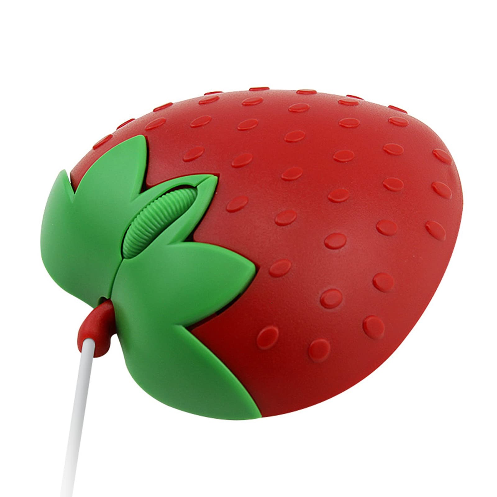 Wired Mouse Strawberry Shape Corded 3Button 1200DPI Optical USB 4.4FT Red