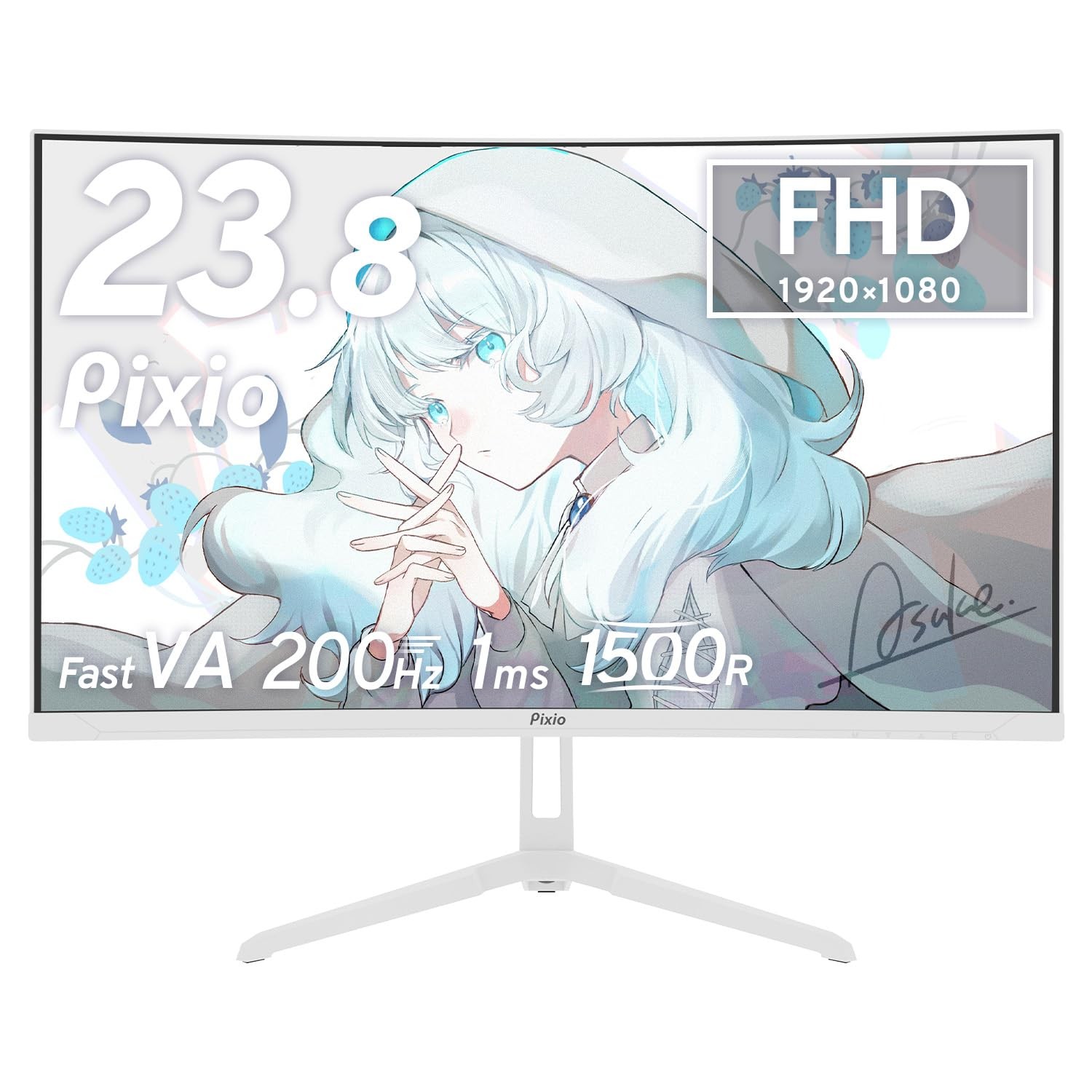 Pixio PXC248 Wave Curved Gaming Monitor 24 Inch 200Hz FHD IPS White Japan
