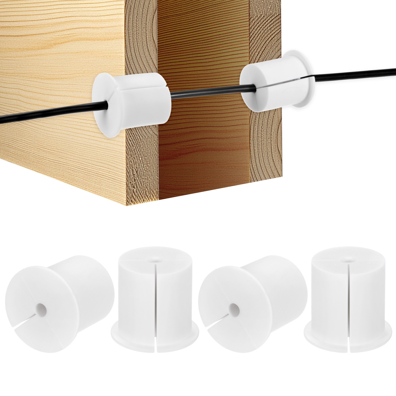 4pcs Cable Routing Kit for 1-3/8" Wall Hole 38mm Length Wall Grommet White