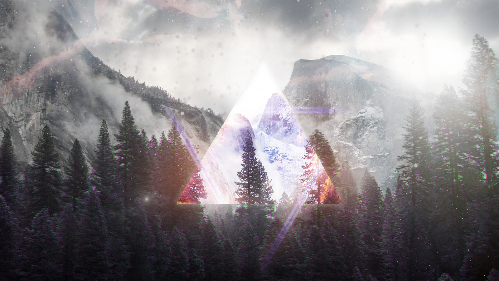 Landscape abstract glitch art trippy triangle nature Custom Gaming Mat Desk