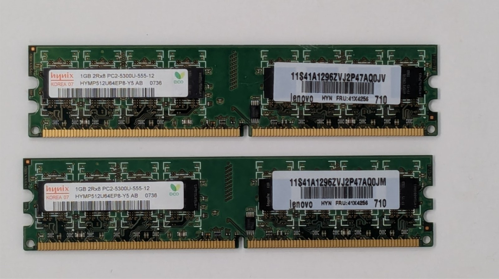 Hynix 2GB Kit 2x1GB DDR2 PC2-5300U Desktop RAM HYMP512U64EP8-Y5