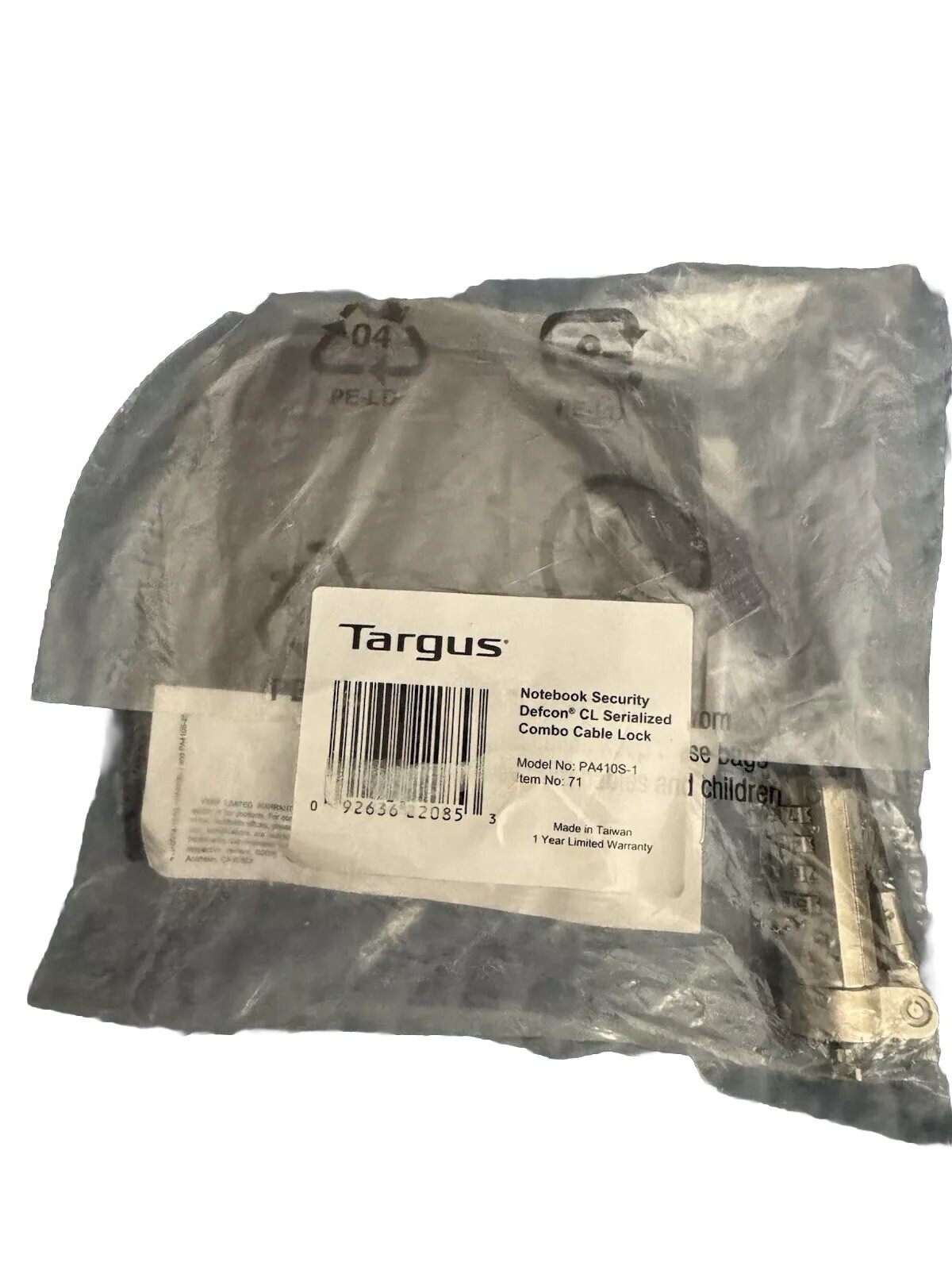 Targus Notebook Security DEFCON CL Serialized Combo Cable Lock Model: PA410S-1
