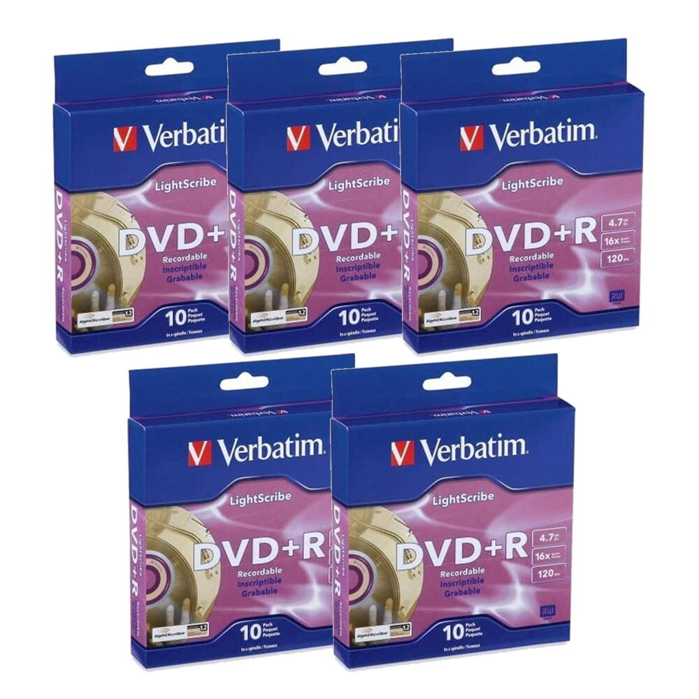 Verbatim LightScribe DVD+R Blank Media 50pk - Laser Etch Prints Direct to Disc