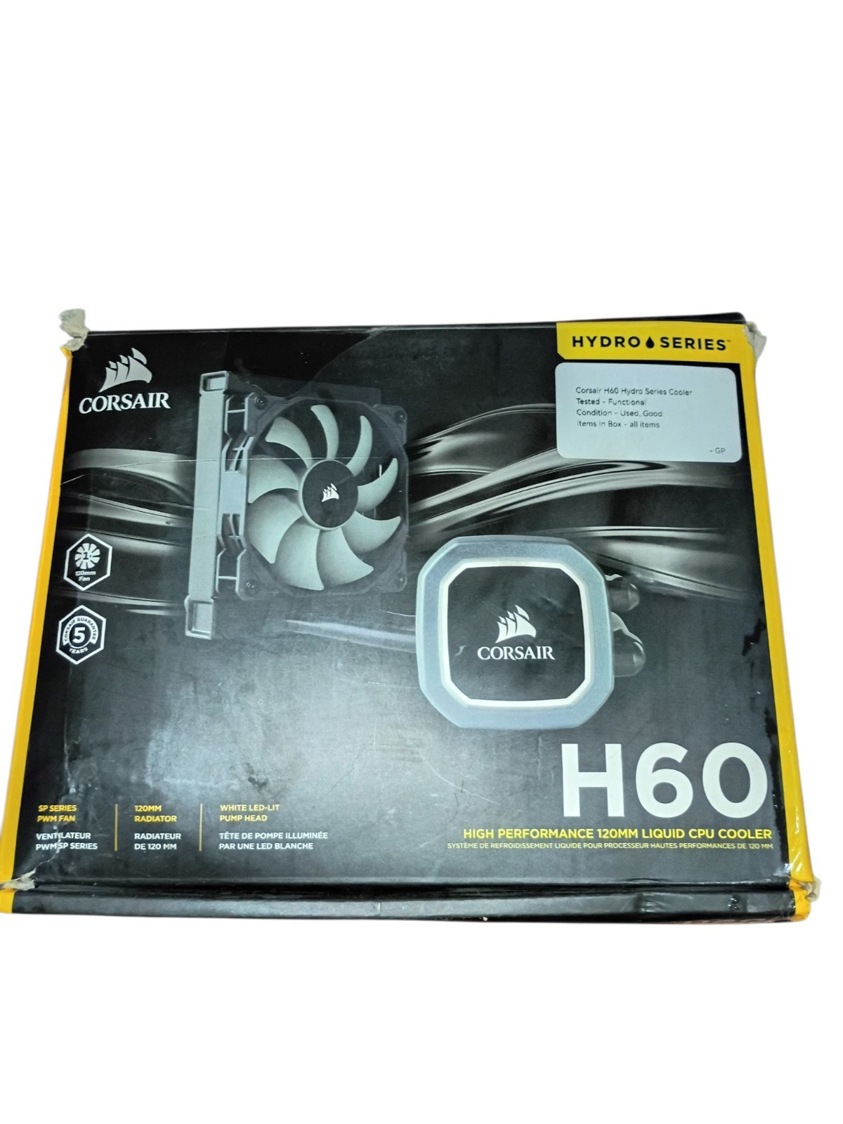 Corsair Hydro Series H60 (2018) 120mm Liquid CPU Cooler Pre-owned functional.