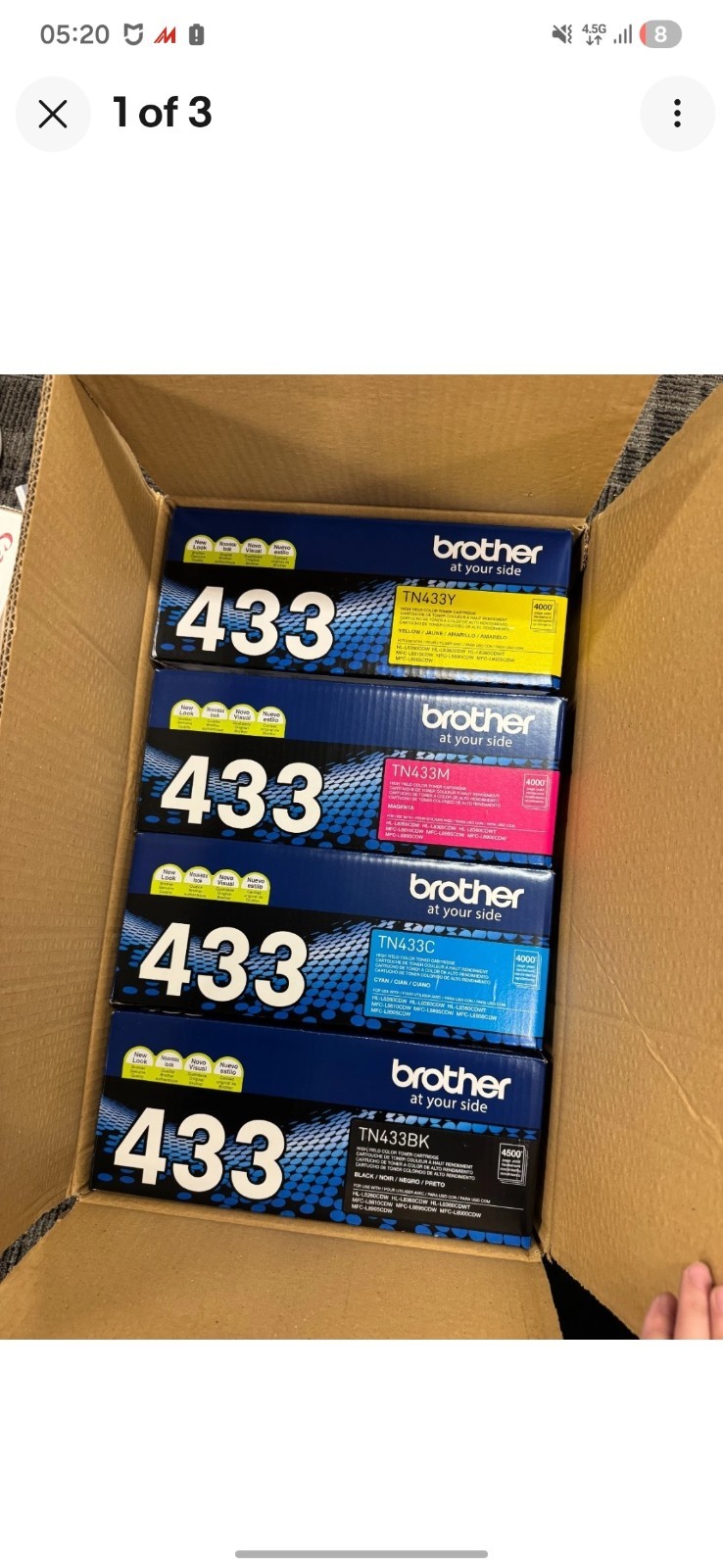 Brother TN-433 Toner Set CMYK High Yield Premium Quality Fast Shipping Original 