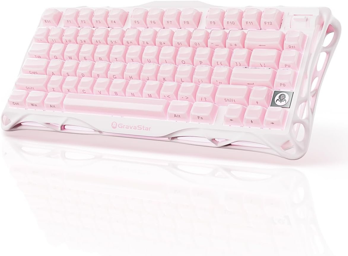 GravaStar Mercury K1 75% Pink Wireless Mech Keyboard Aluminum