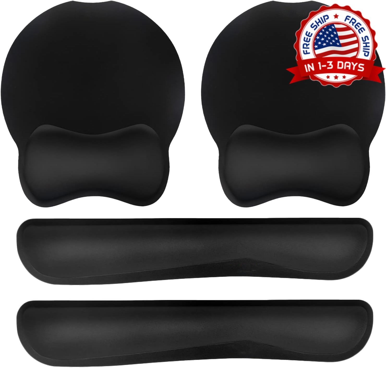 Pack 4 Kit Ergonomico Mouse Pad y Reposamunecas Para Teclado Espuma de Memoria