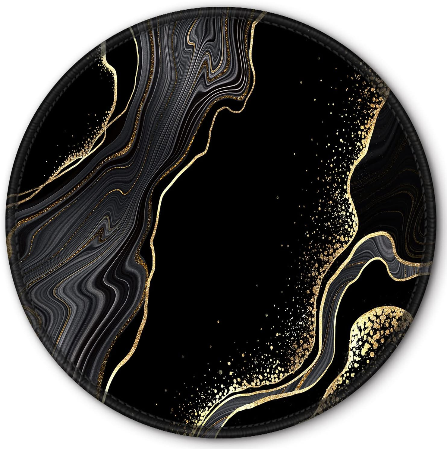 Mouse Pad, Marble Theme round Non-Slip Rubber Mousepad with Stitched Edges for W