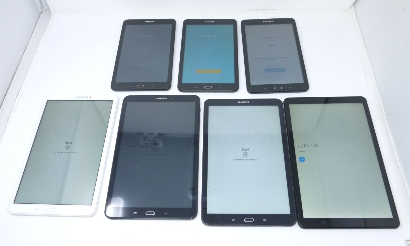 Lot of 7 Samsung Tablets For Parts - Galaxy Tab A 10.1 / Galaxy Tab E 8.0