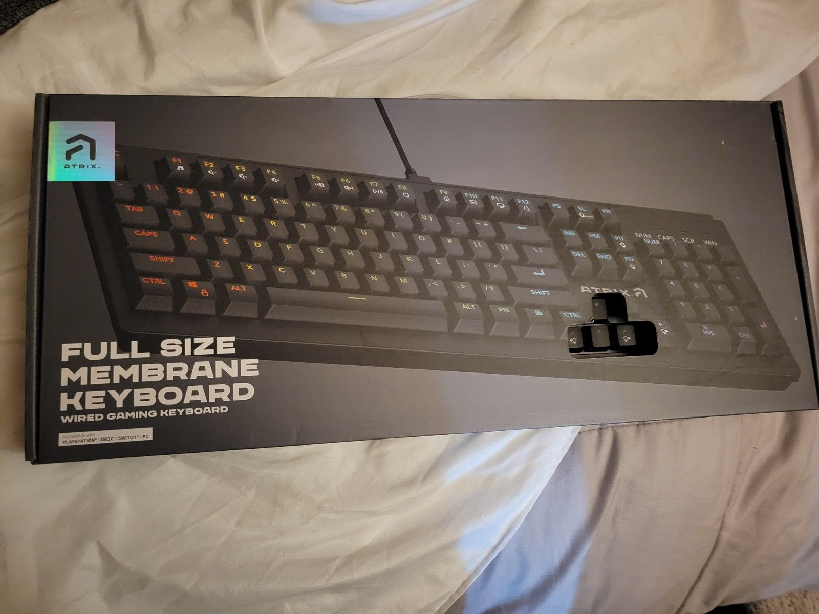 Atrix Full Size Membrane Keyboard Wired Gaming For PC Xbox PlayStation Switch