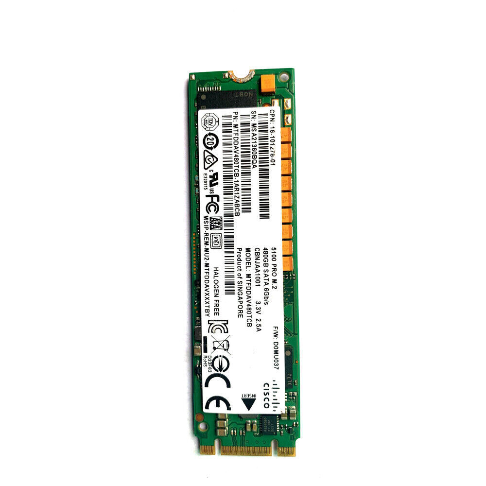 480GB Micron MTFDDAV480TCB M.2 SSD 5100 PRO M.2 SATA NAS 6Gb/s Solid State Drive