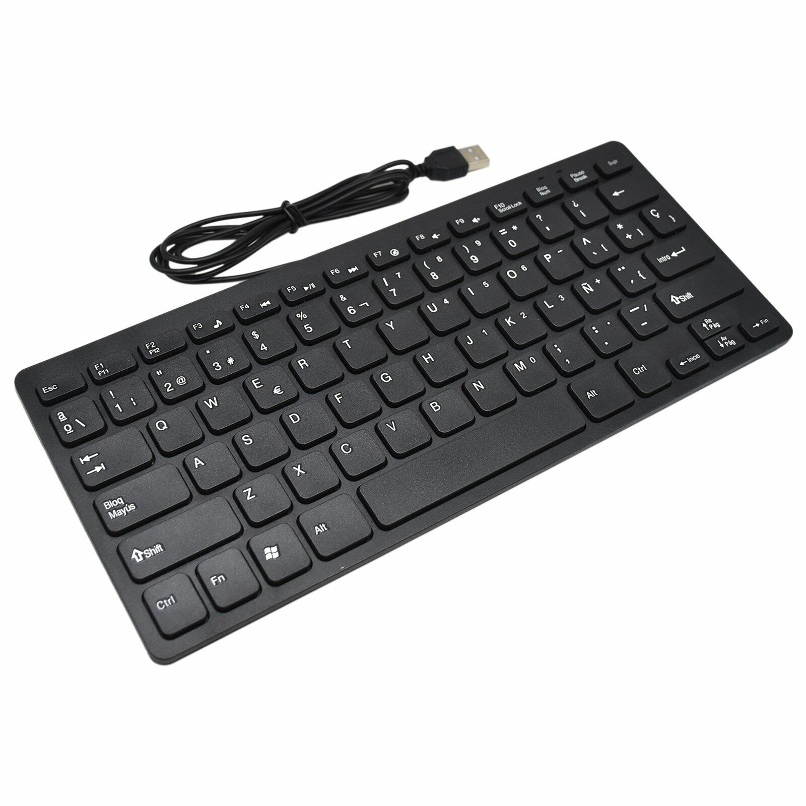 Spain/English Language 78 Keys Slim Lightweight Portable Mini Wired USB Keyboard