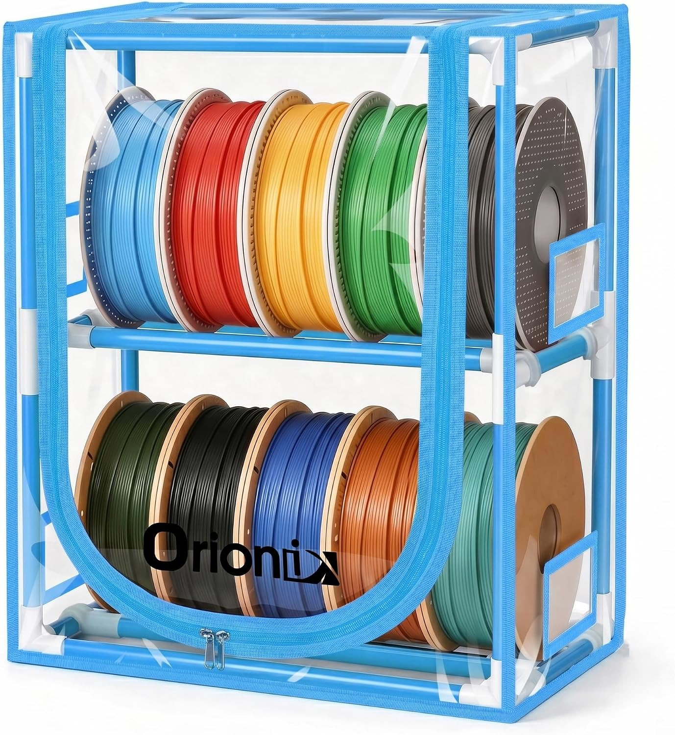 2-Tier Visible Desktop 3D Printing Filament Storage Box, Capacity 12 X 1Kg or 10