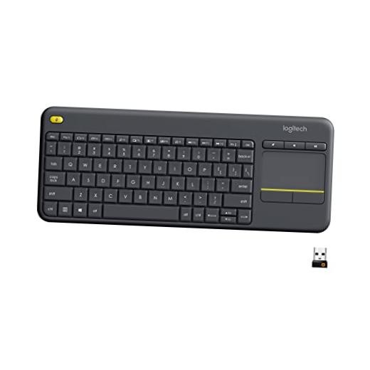 K400 Plus Wireless Touch TV Keyboard for PC-Connected TV - Black Floral PLUS