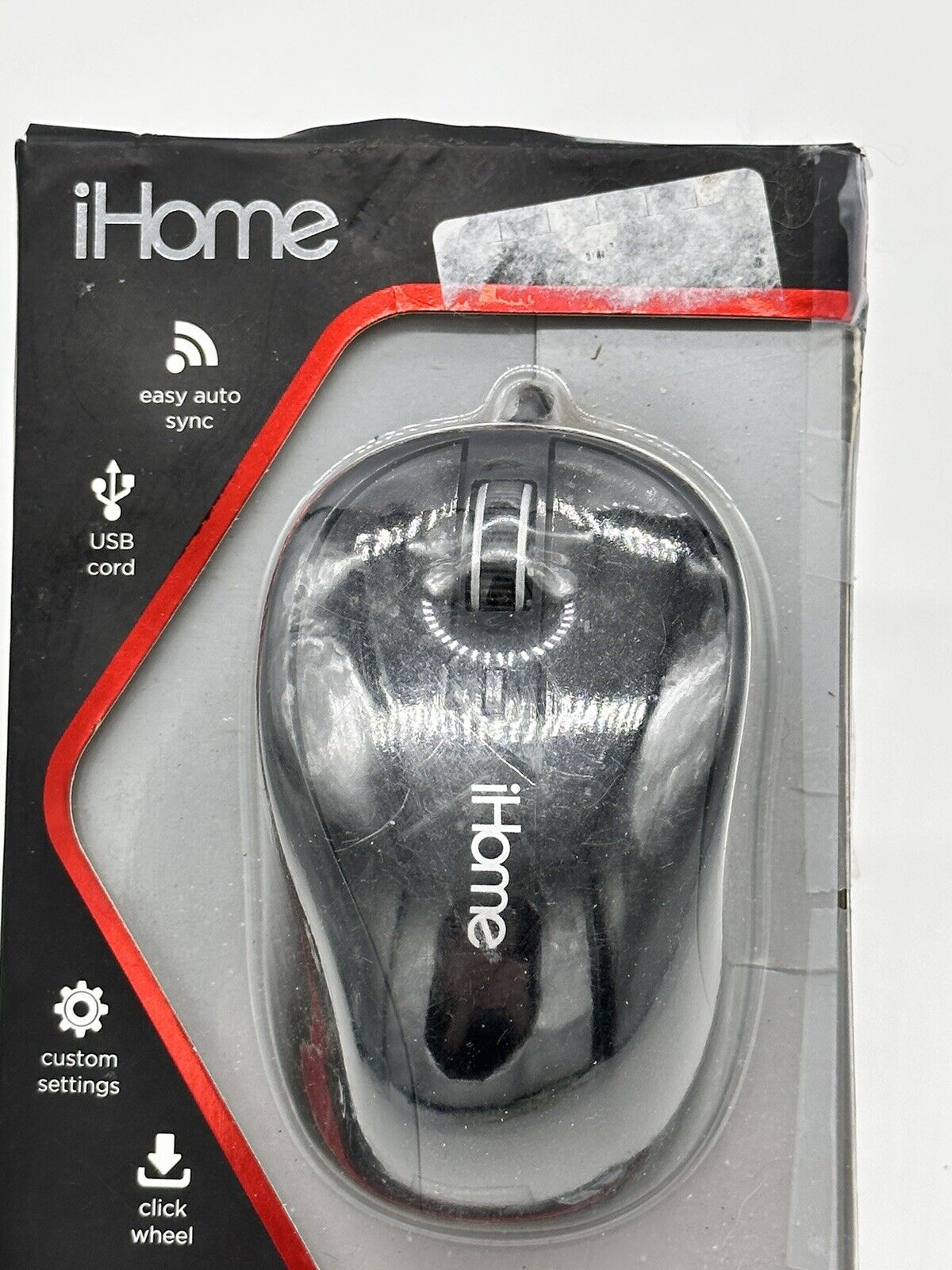 iHome Ergonomic Optical USB Desktop Mouse Corded IH-M1010B Black Windows 2000 XP