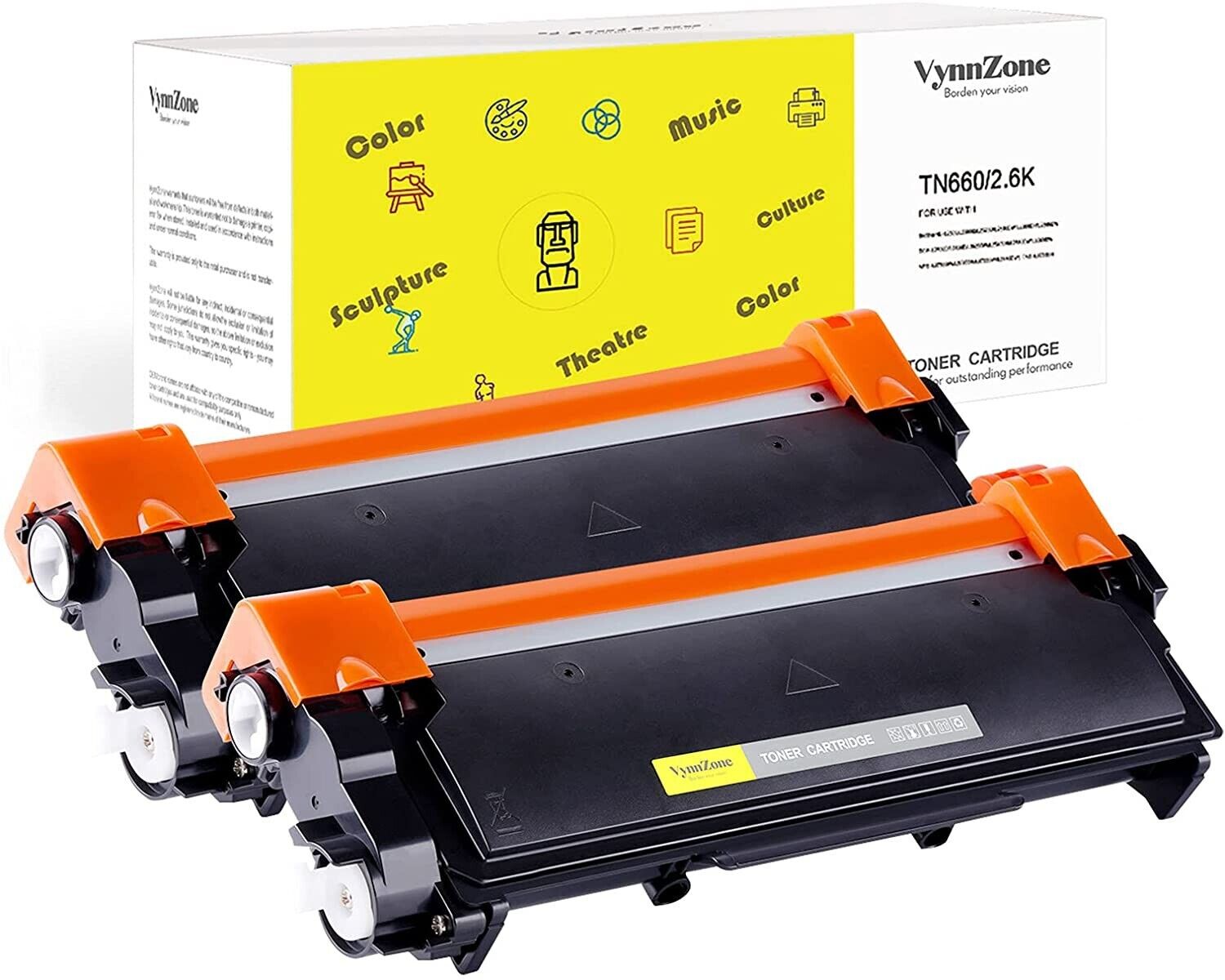 2-pack Brother TN660 High Yield Compatible Toner Cartridge NEW