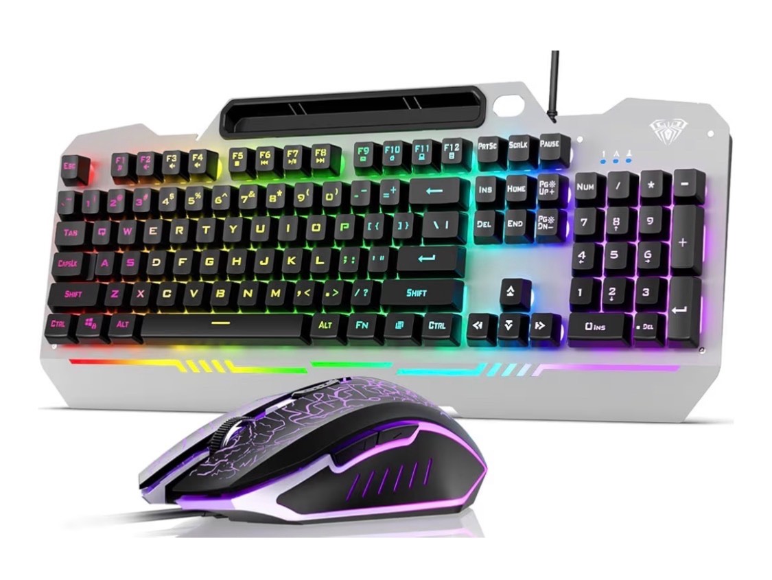 Keyboard, T102 104 Keys Gaming Keyboard and Mouse Combo with RGB Backlit Number