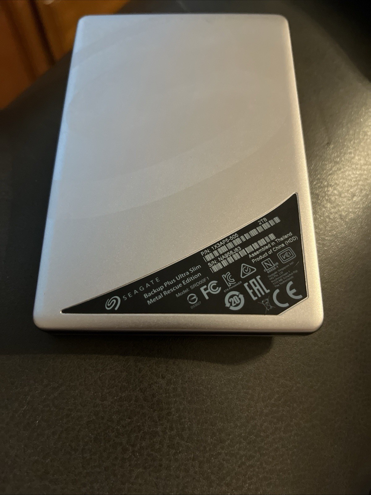Seagate Backup Plus Slim Silver 2TB External (SRD00F1 ) Hard Drive-Pre-owned