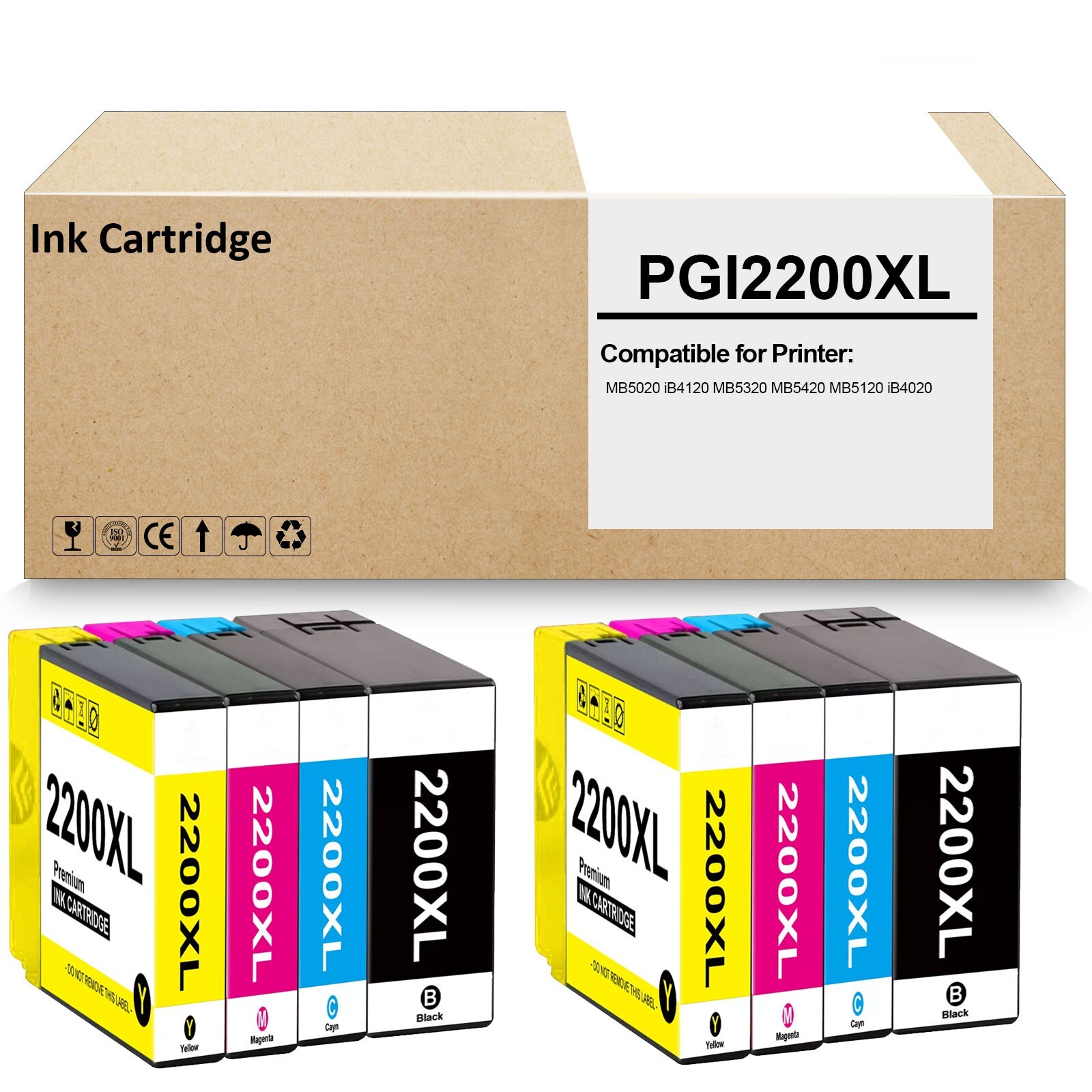 8 Pack PGI 2200XL Ink Cartridge Compatibl for  MB5120 MB5420 IB4120 printers