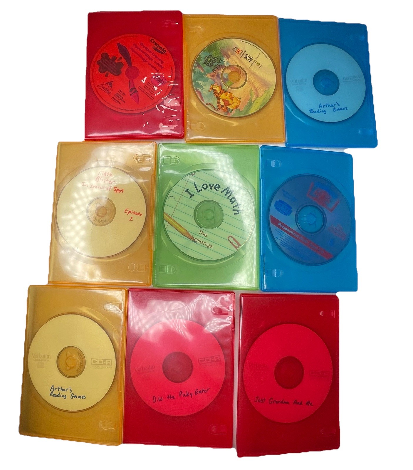 CD ROM Lot 9 Living Books Math Blast Reader Rabbit Crayola Create Learn Arthur