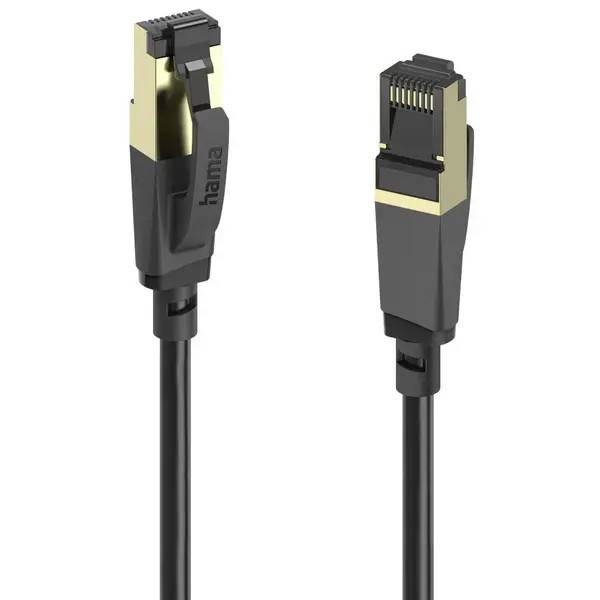 Hama 202001 00 RJ45 Network Cable, Cat 8 S/FTP Patch Cable 1.5m Black 1pc