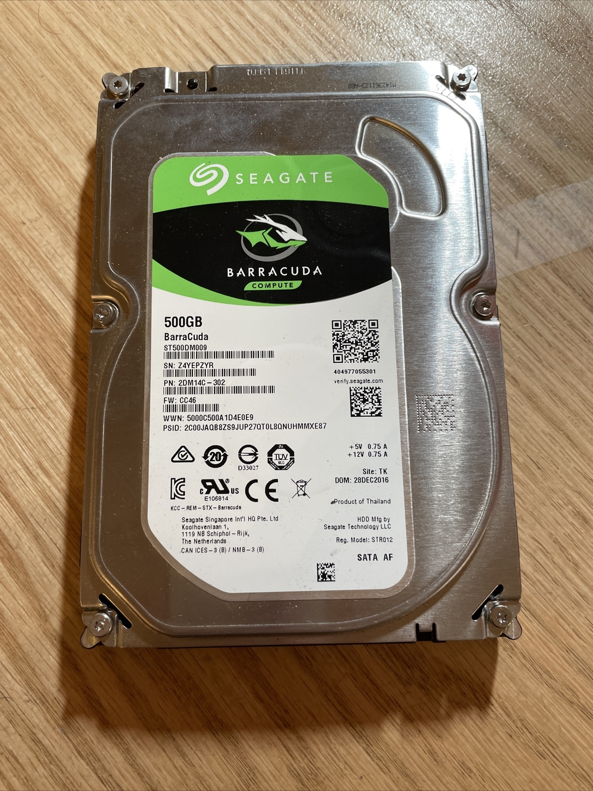 ST500DM009, Z4Y, TK, PN 2DM14C-302, FW CC46, Seagate 500GB SATA 3.5 Hard Drive