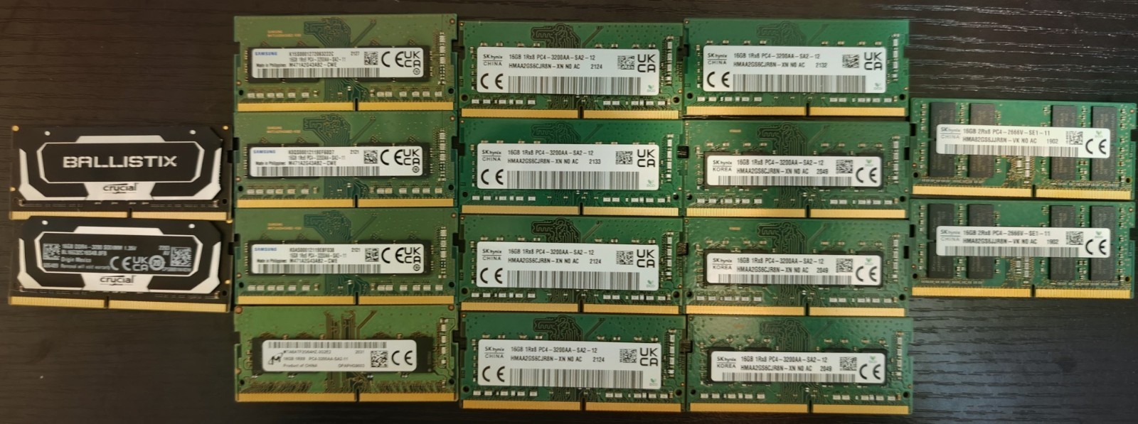 LOT OF 16 Mixed Brand  16GB DDR4 PC4 Laptop RAM 2666-3200 SODIMM Memory