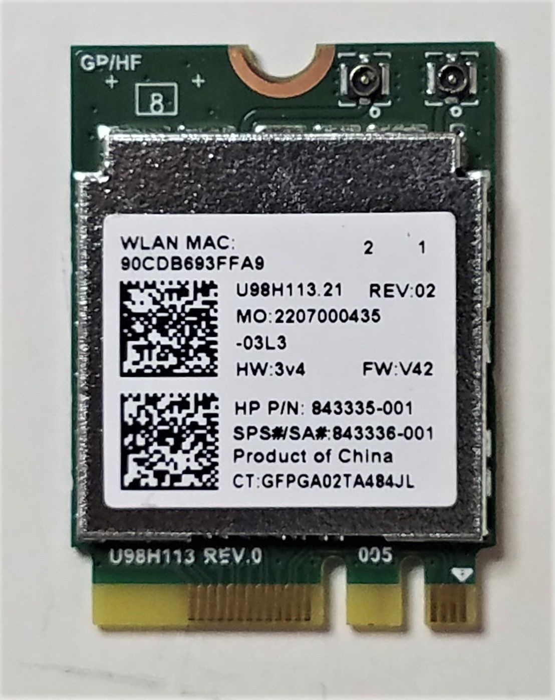 GENUINE HP 15-BA052WM 15-BA SERIES WI-FI WIRELESS CARD 843335-002 843336-001
