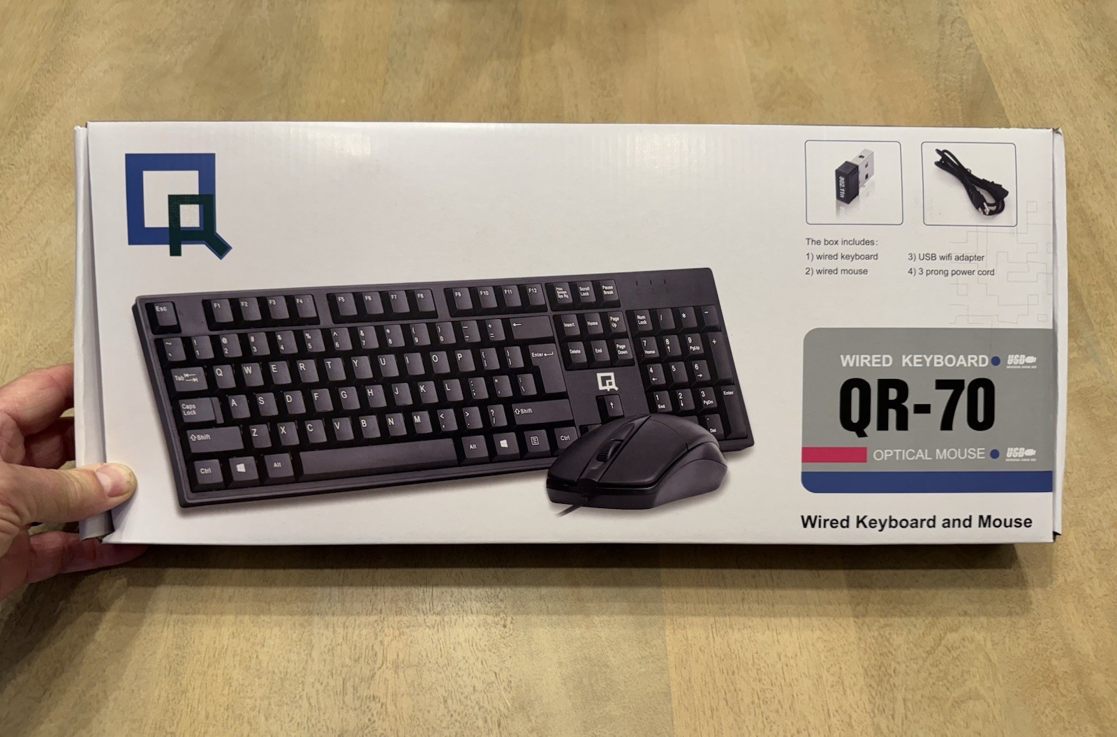 2x QR-70 USB Wired Keyboard 10 Key & Optical Mouse Bundle - New