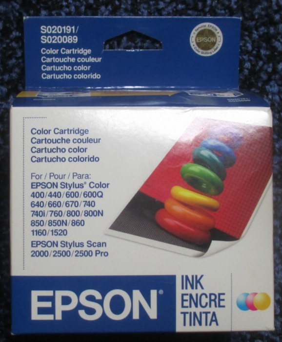 Genuine Epson Color Printer Ink Cartridge S020191/S020089 - NEW Sealed-Exp 08/08