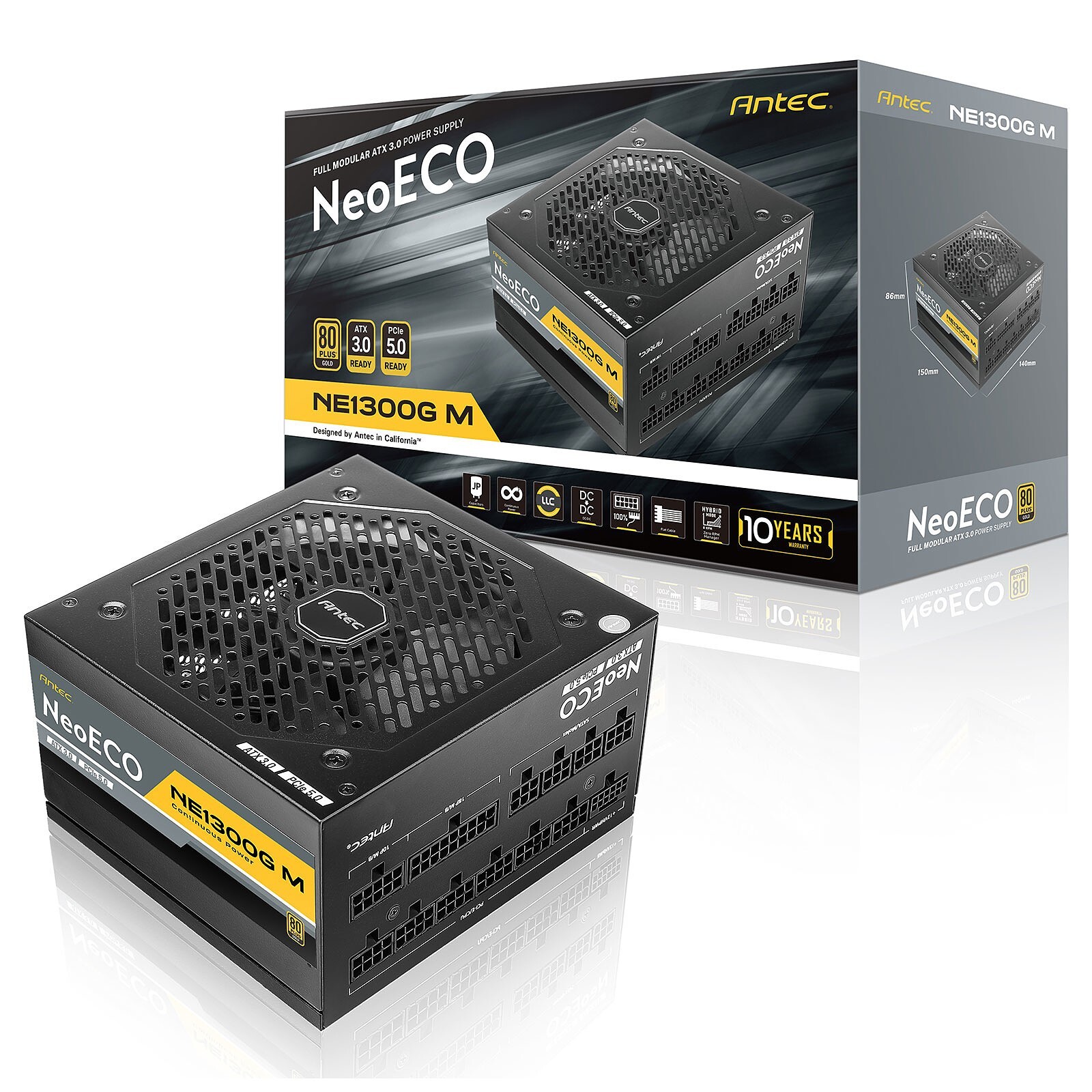 Antec PSU 1300W NE1300G M ATX 3.0 NeoECO Gold Modular 4 X PCI Express 6+2 Pin