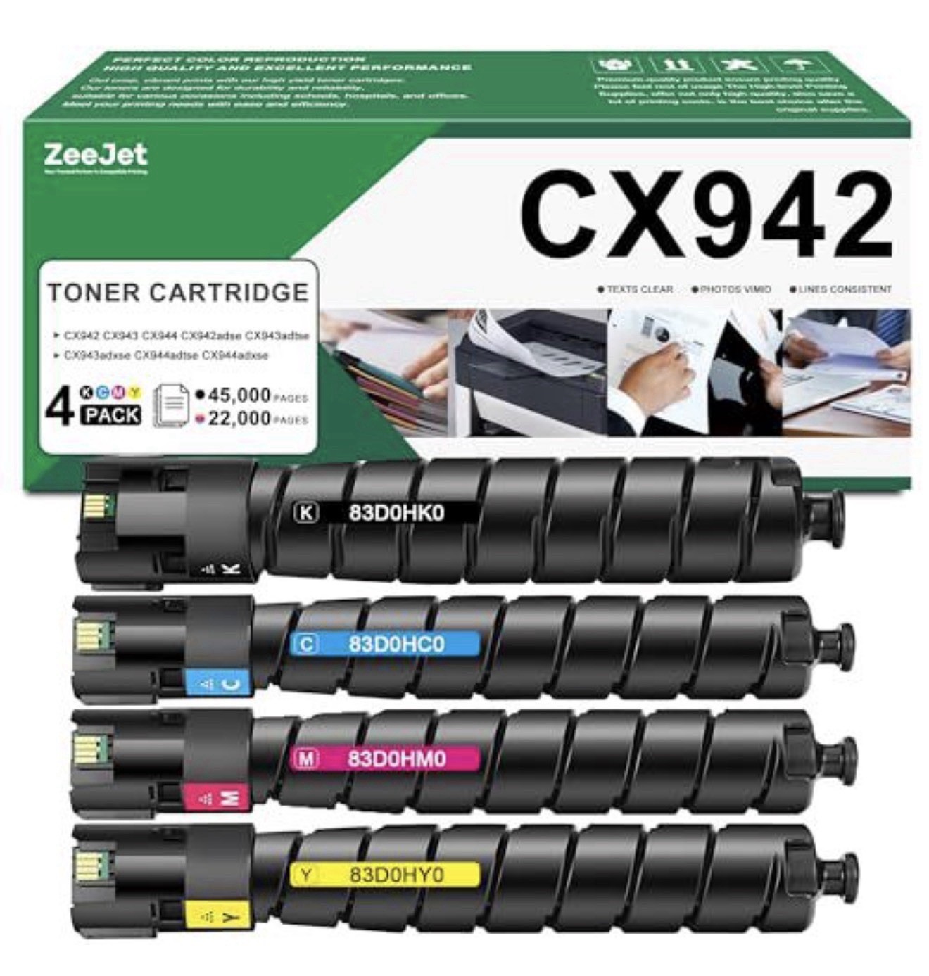 Toner Cartridge for Lexmark CX942/CX943/CX944 83D0HK0/83D0HC0/3D0HM0/83D0HY0
