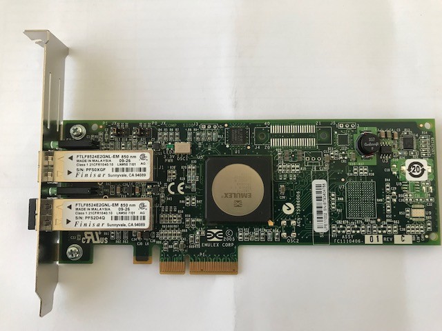 HP EMULEX LPE11002 4GB FC PCIE HBA A8003A-60001 SP: 397740-001 HIGH PROFILE