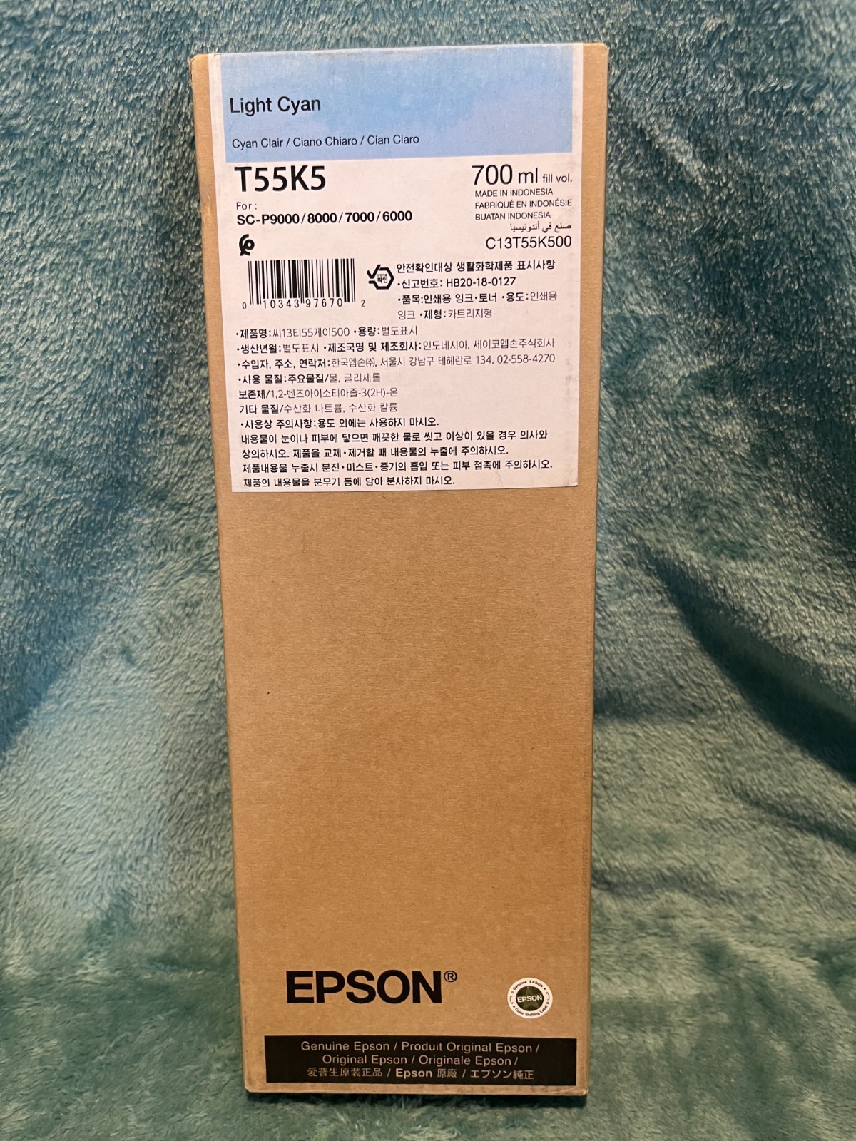 Genuine Epson Light Cyan Ink Cartridge T55K5 Date: January 2027