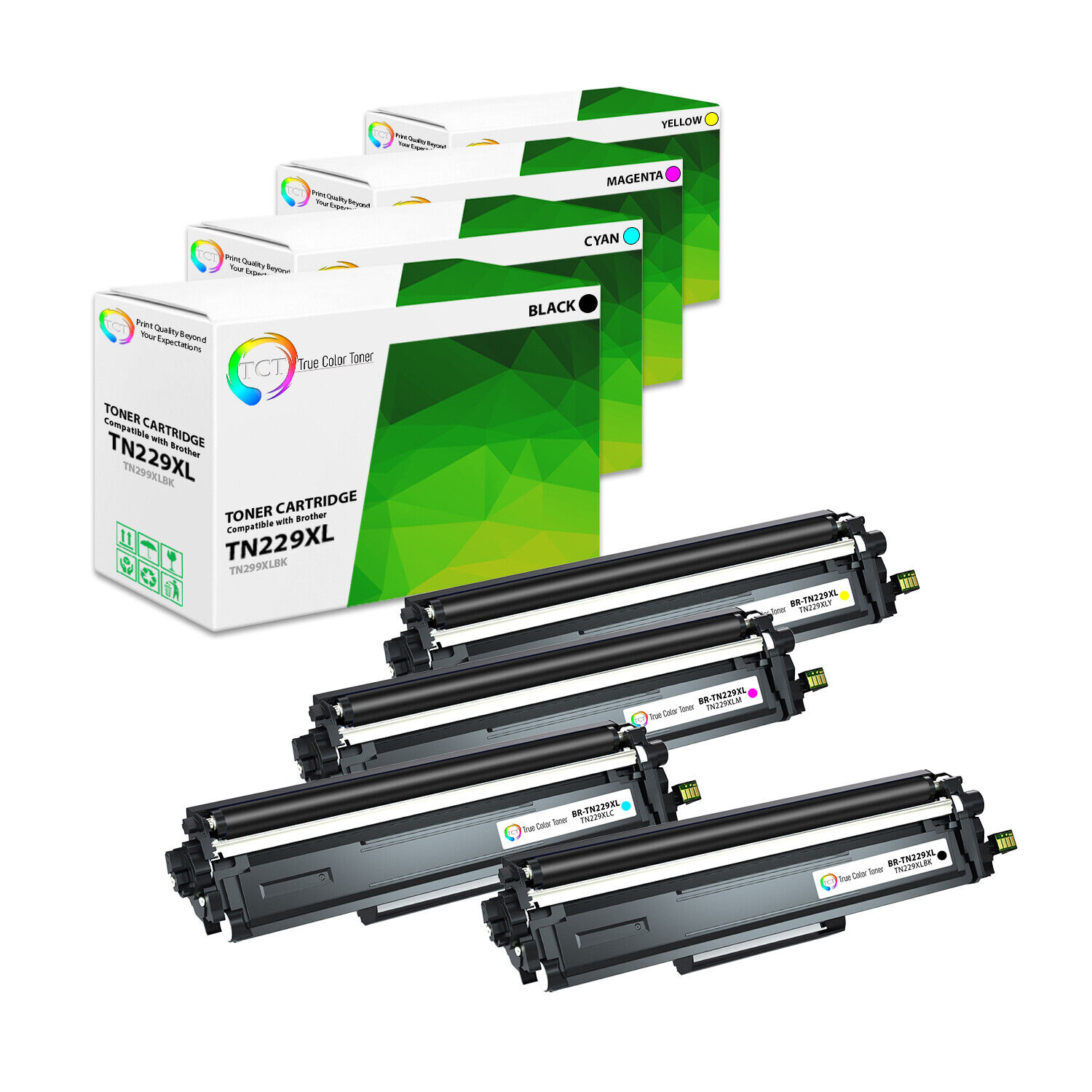 4Pk TCT Premium TN229 BCYM HY for Compatible Brother MFCL3780CDW Toner Cartridge