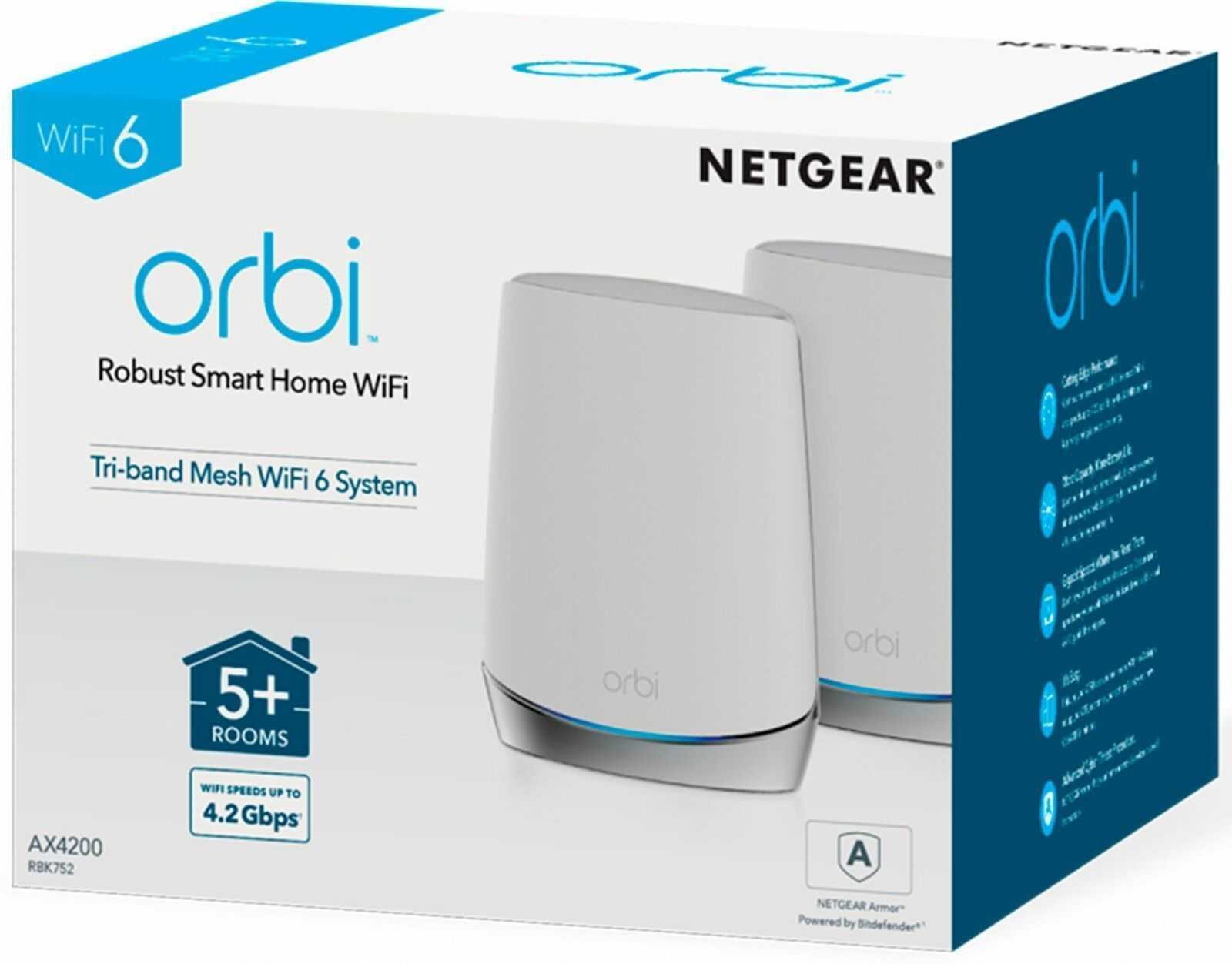NETGEAR Orbi AX4200 Tri-Band Mesh Wi-Fi 6 Router (RBK752) *Open Box*